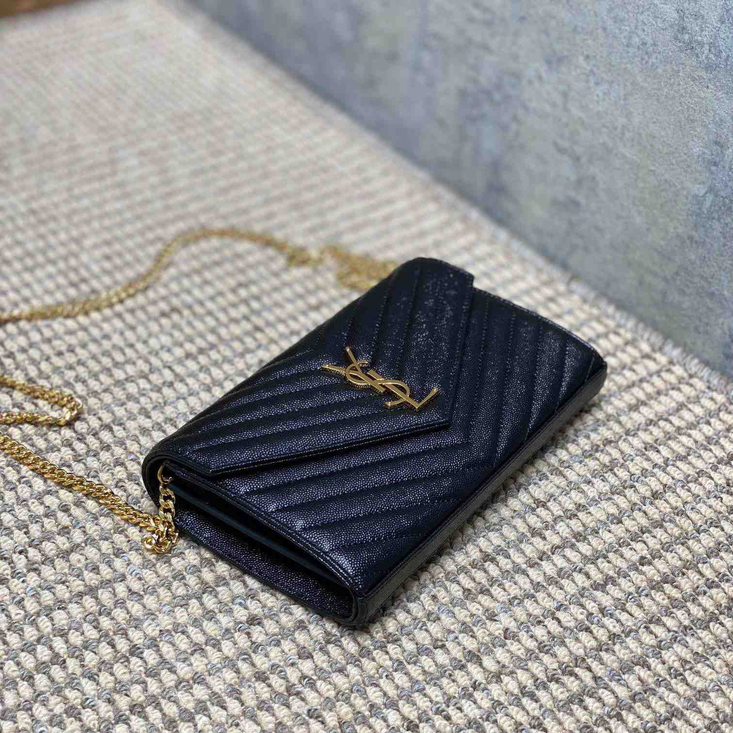 Saint Laurent Cassandre Chain Wallet In Lambskin - 