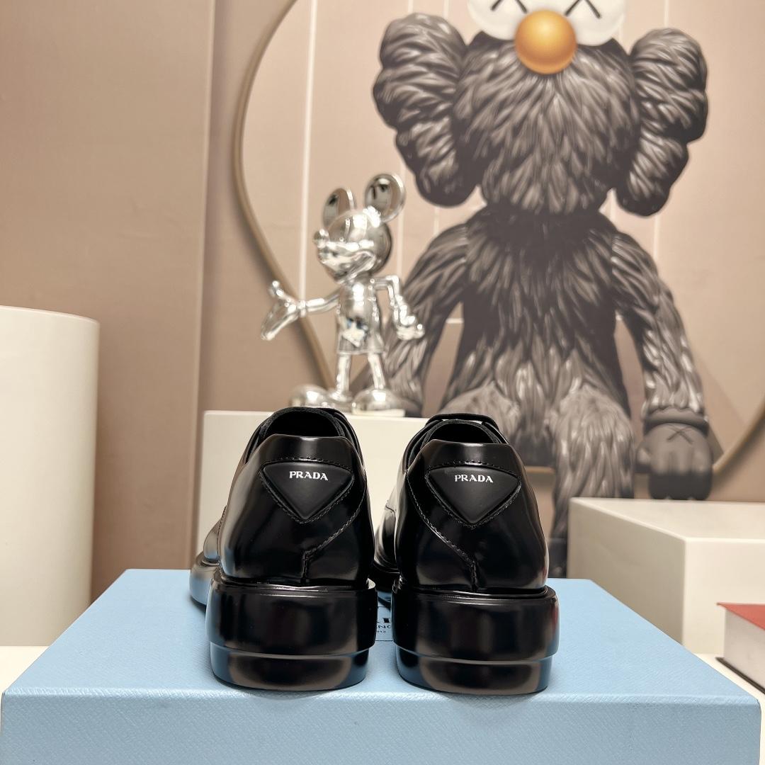 Prada Brushed Leather Derby Shoes - PerfectKickZ