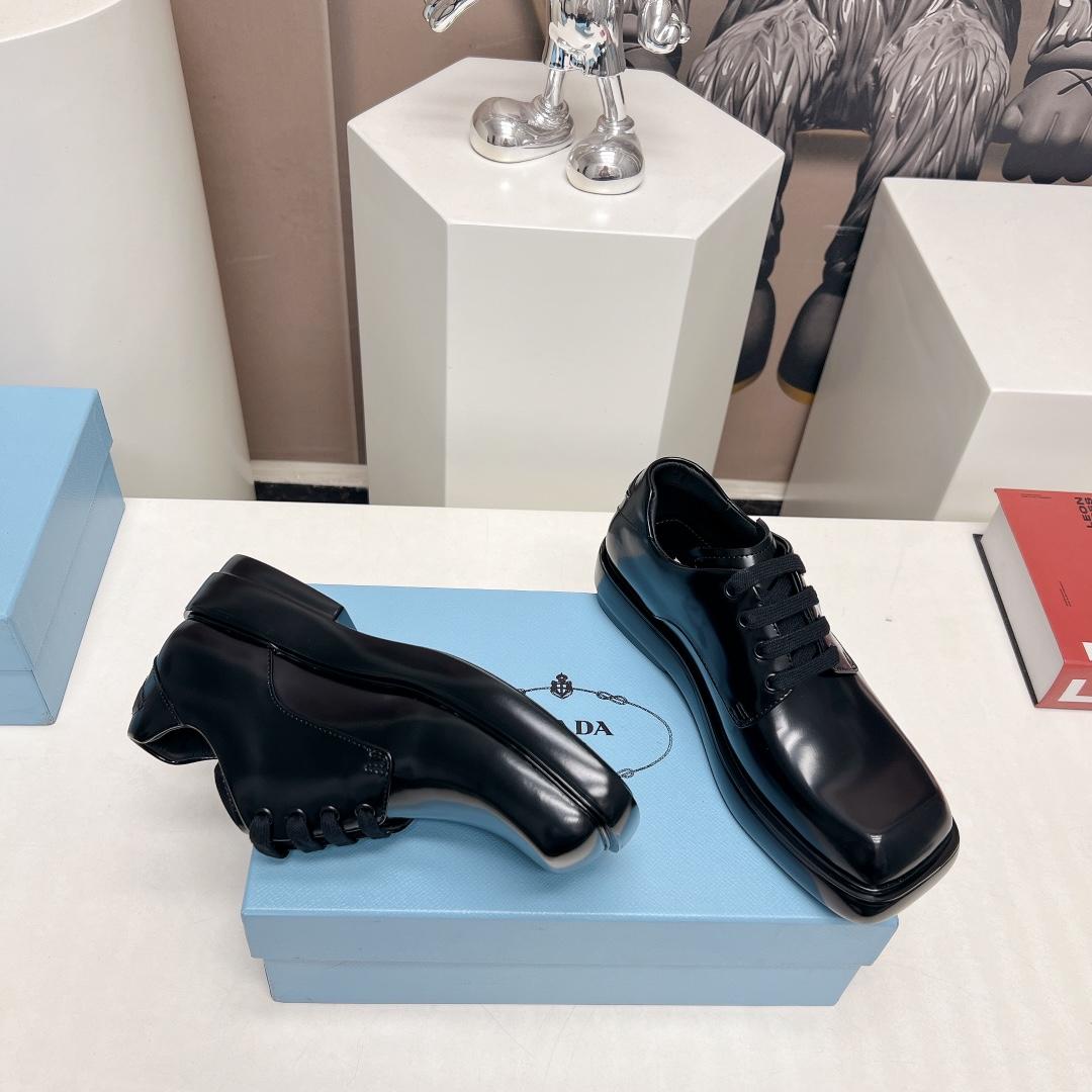 Prada Brushed Leather Derby Shoes - PerfectKickZ
