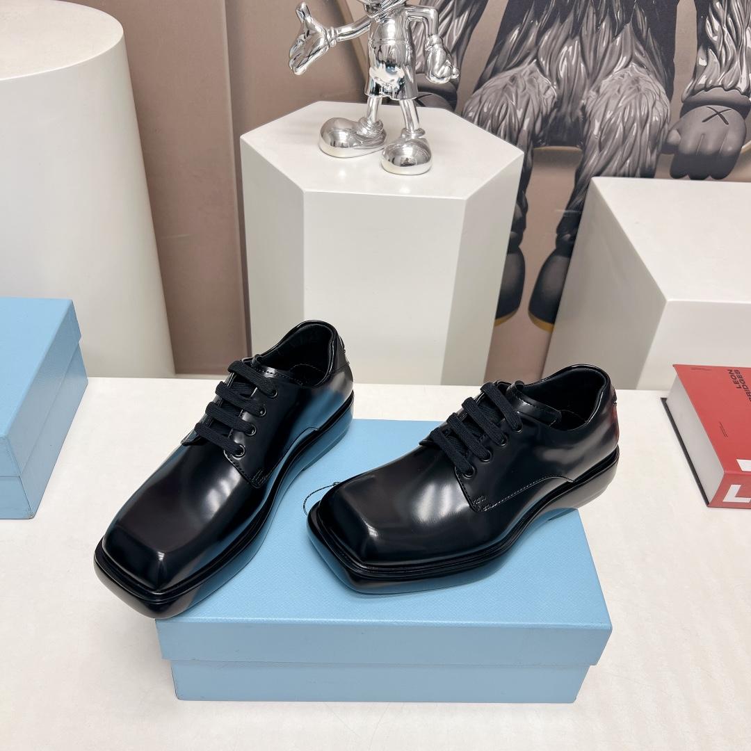 Prada Brushed Leather Derby Shoes - PerfectKickZ