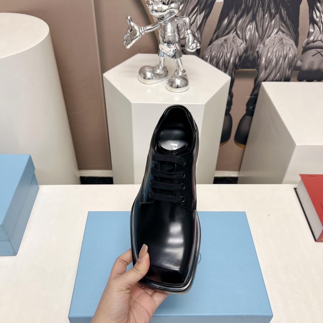 Prada Brushed Leather Derby Shoes - PerfectKickZ