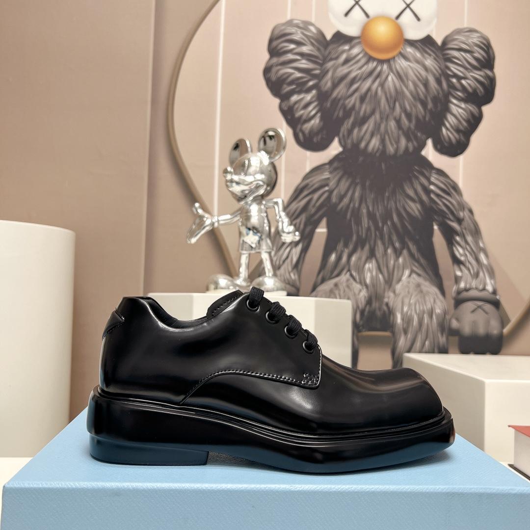 Prada Brushed Leather Derby Shoes - PerfectKickZ