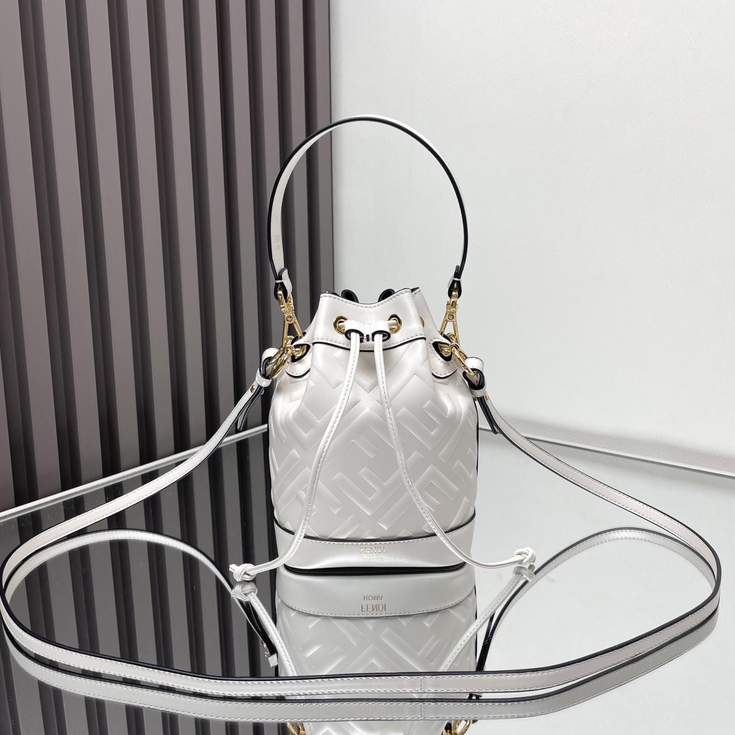 Fendi Mon Tresor White Leather Mini-bag With FF Motif - PerfectKickZ