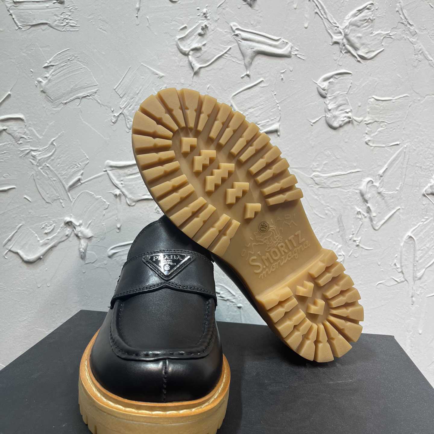 Prada Leather Loafers In Black - 