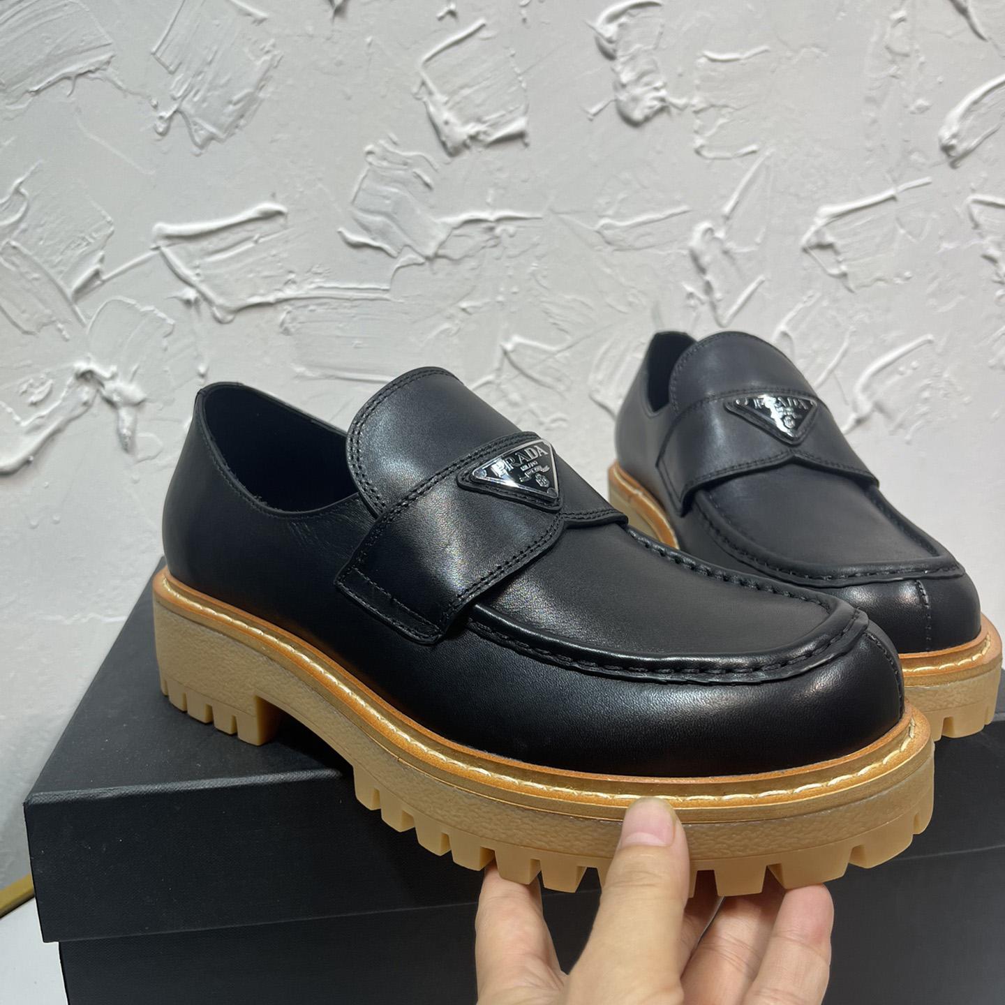 Prada Leather Loafers In Black - 