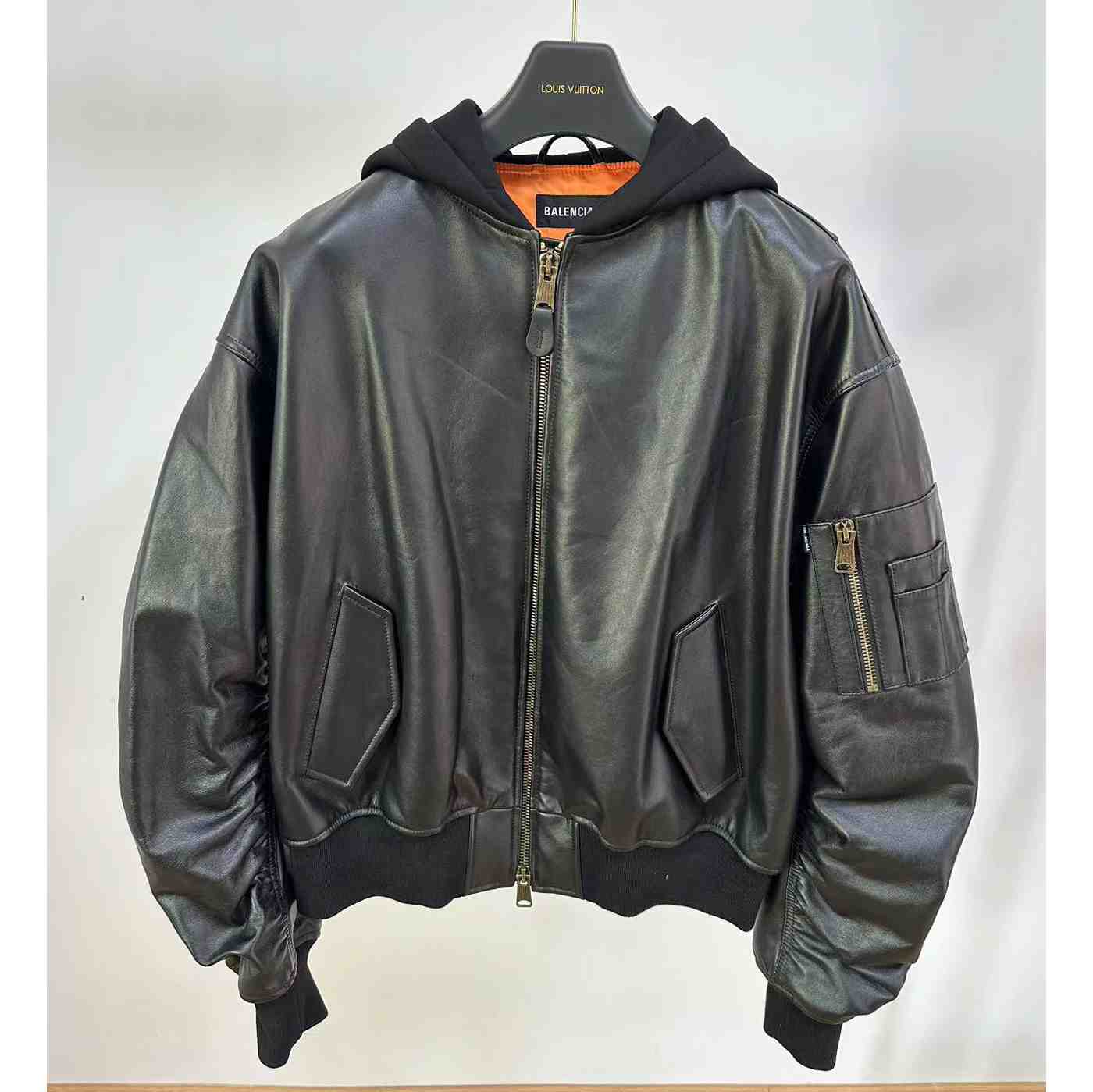 Balenciaga Leather Bomber Jacket - PerfectKickZ