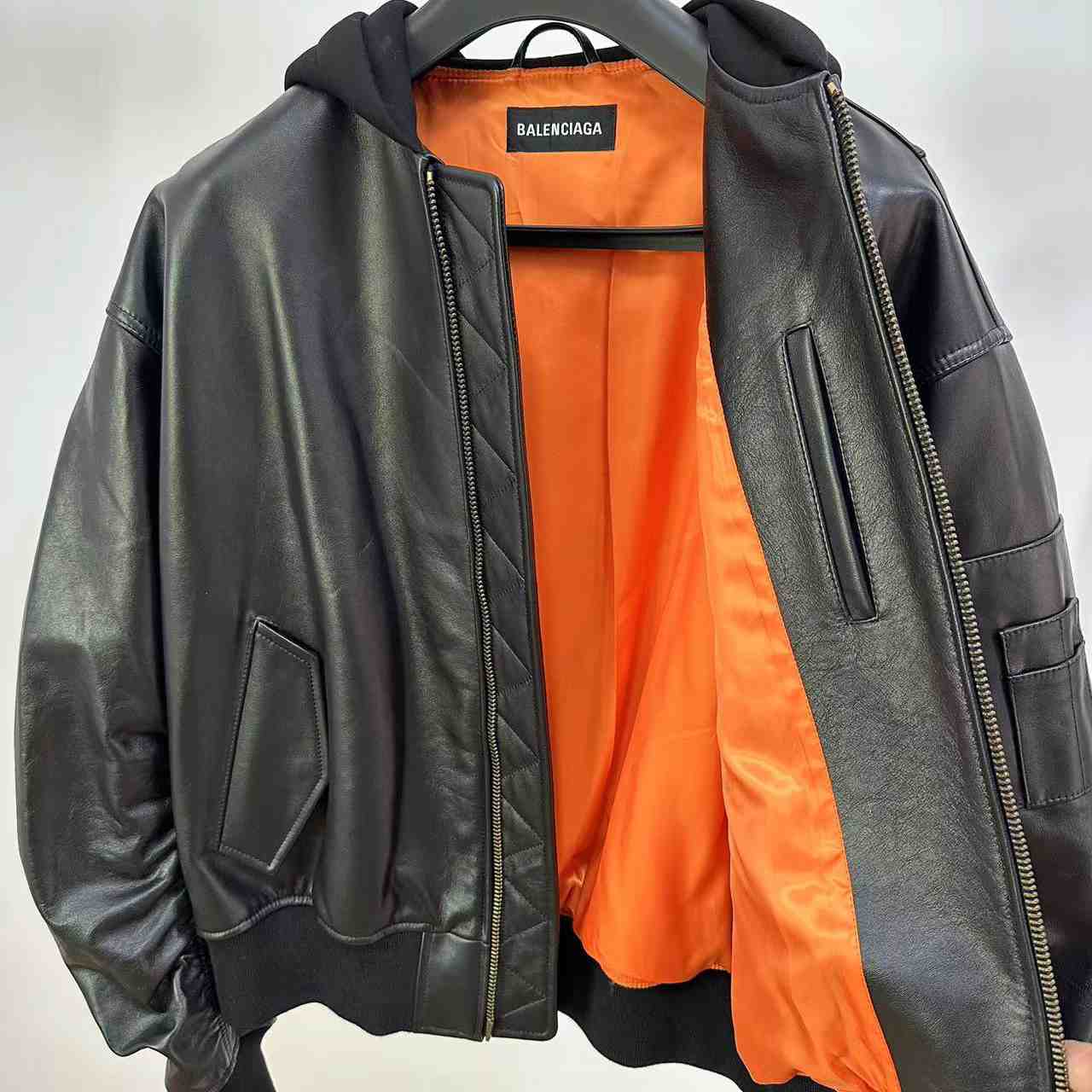 Balenciaga Leather Bomber Jacket - PerfectKickZ