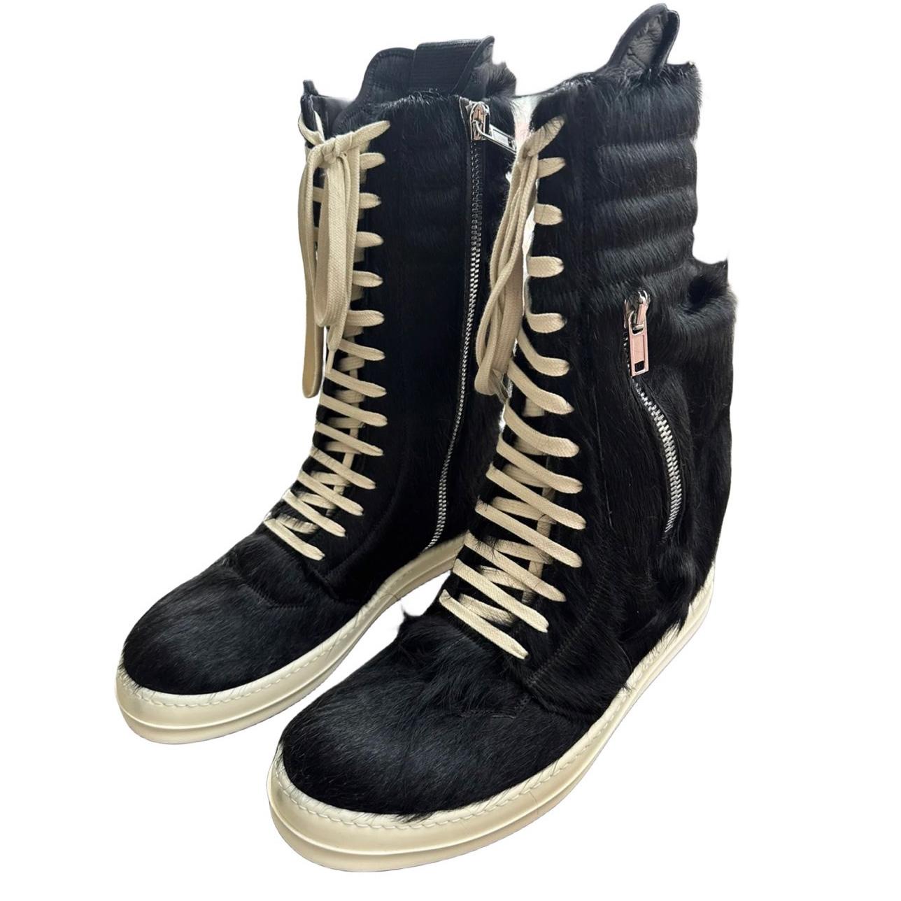 Rick Owens Black Pony Hair Cargobasket - PerfectKickZ