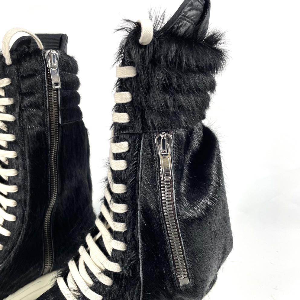 Rick Owens Black Pony Hair Cargobasket - PerfectKickZ