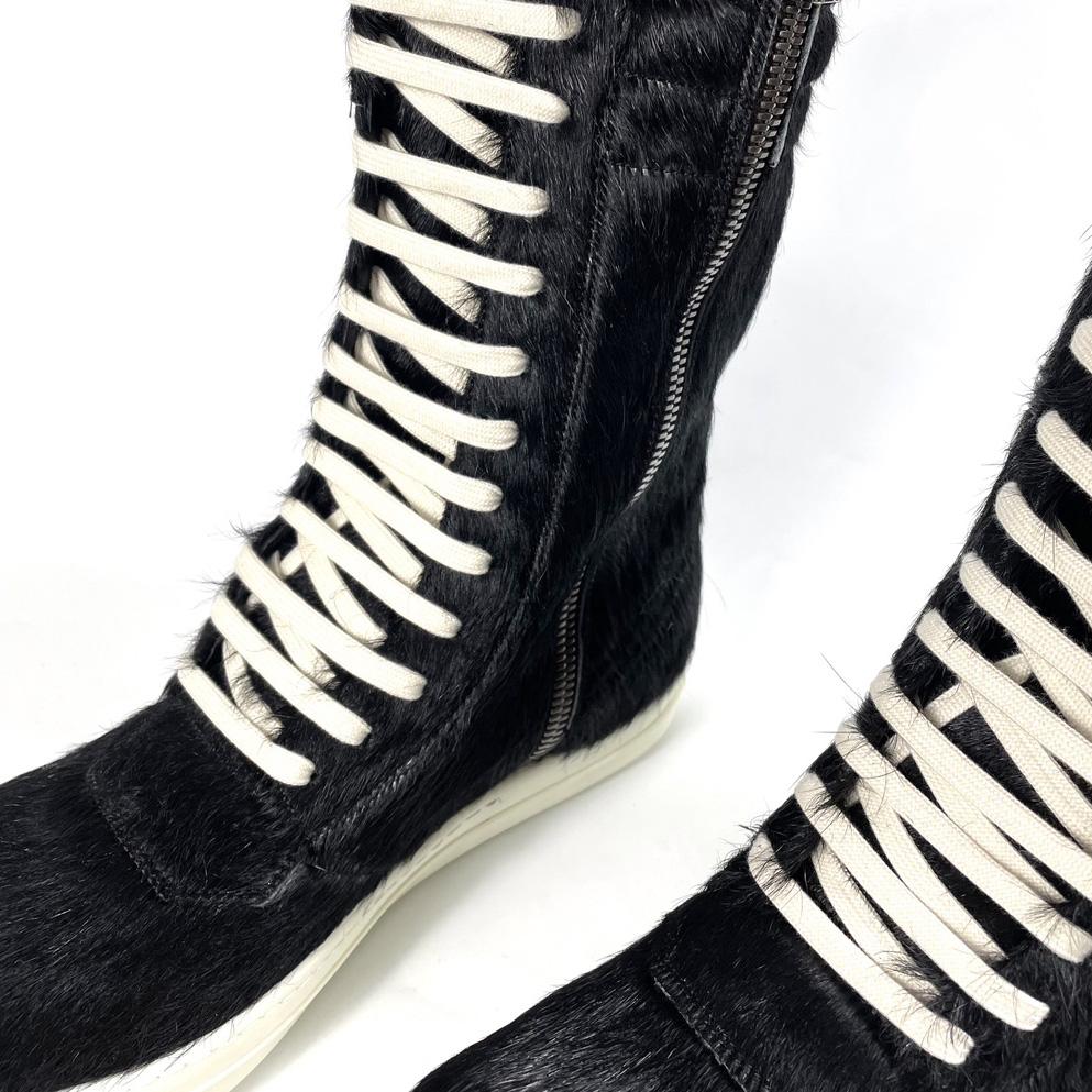 Rick Owens Black Pony Hair Cargobasket - PerfectKickZ