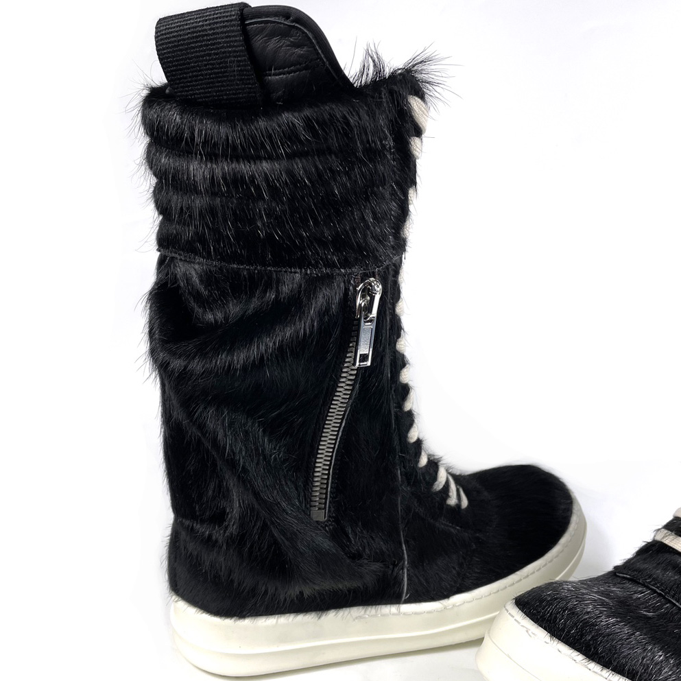 Rick Owens Black Pony Hair Cargobasket - PerfectKickZ