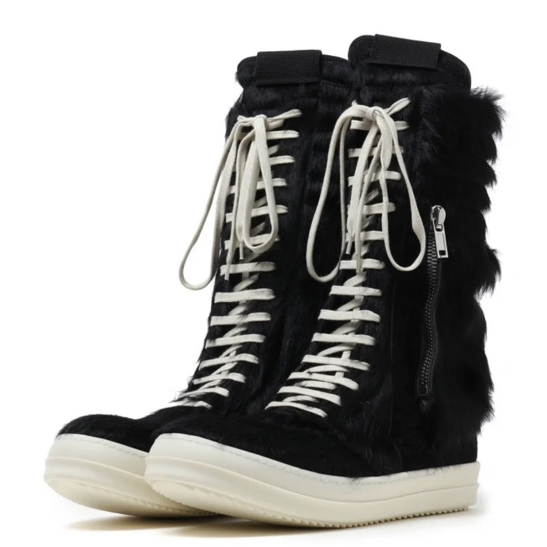 Rick Owens Black Pony Hair Cargobasket - PerfectKickZ