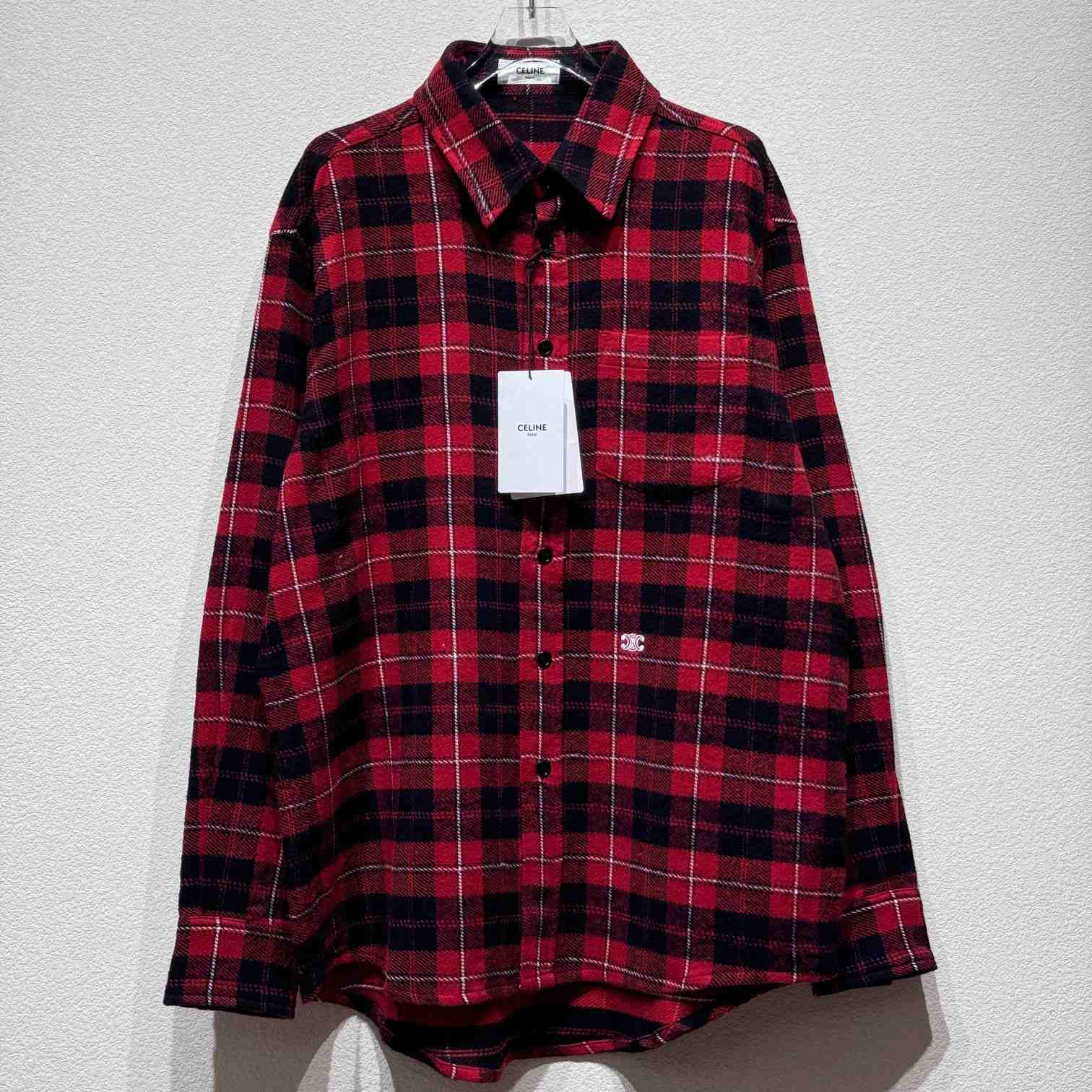 Celine Logo-Embroidered Checked Cotton Shirt - PerfectKickZ
