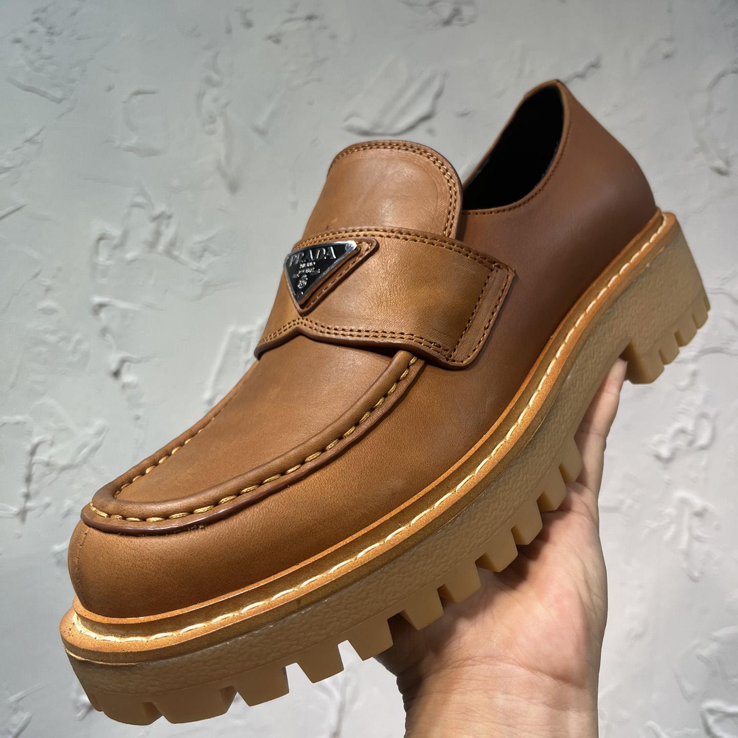 Prada Leather Loafers In Brown - PerfectKickZ
