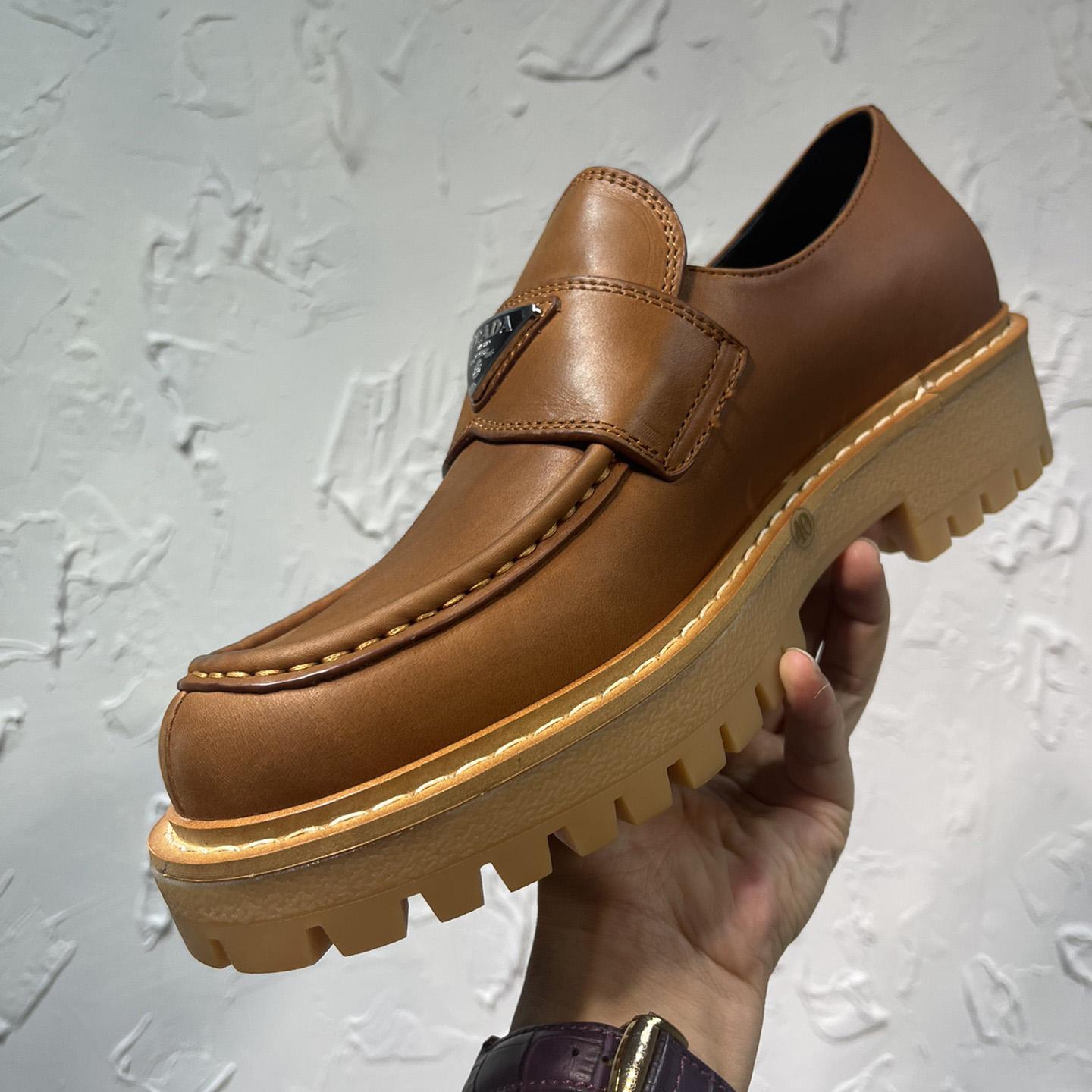 Prada Leather Loafers In Brown - PerfectKickZ