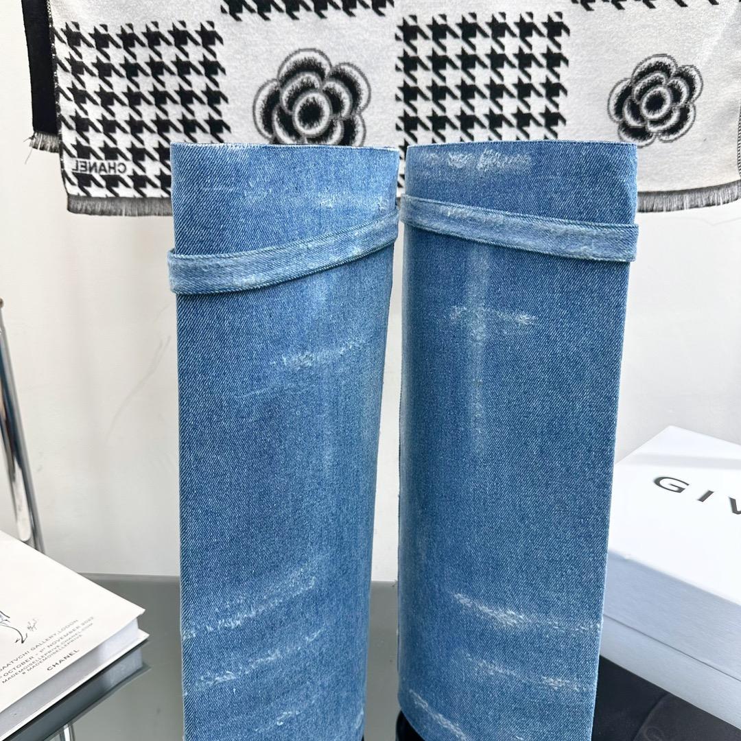 Givenchy Shark Lock Boots In Washed Denim - PerfectKickZ