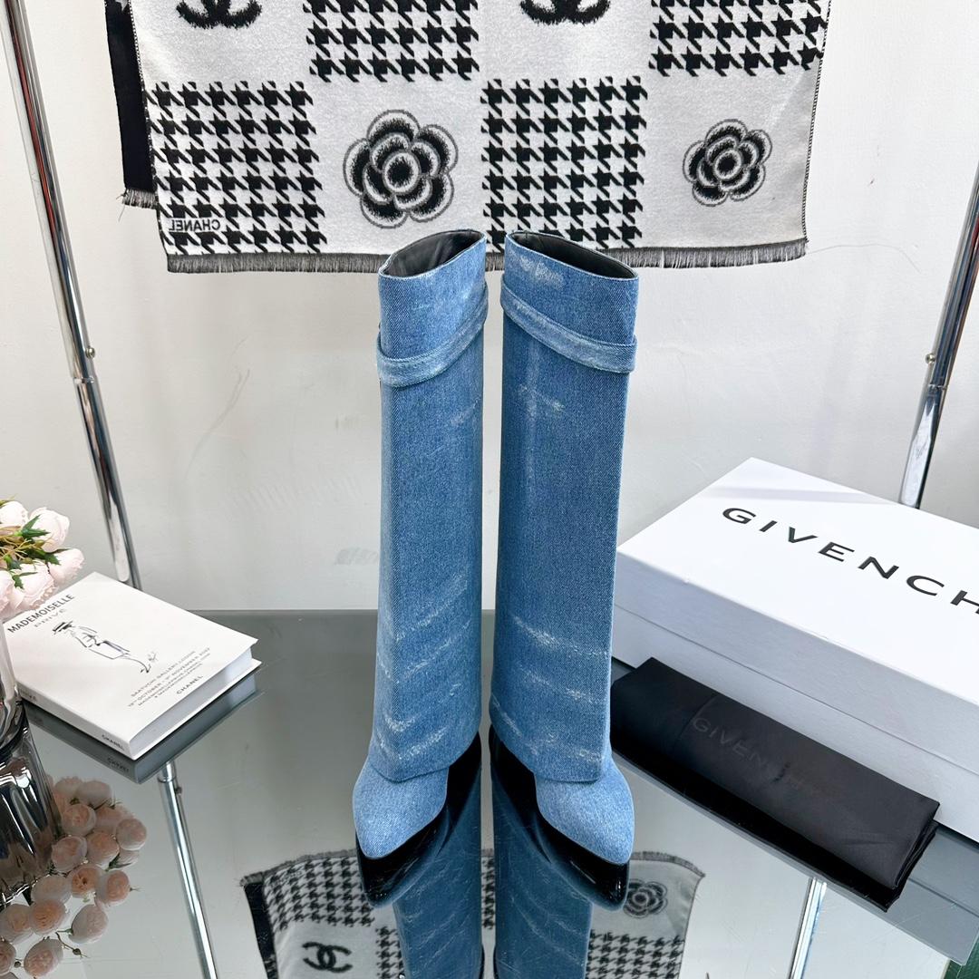 Givenchy Shark Lock Boots In Washed Denim - PerfectKickZ