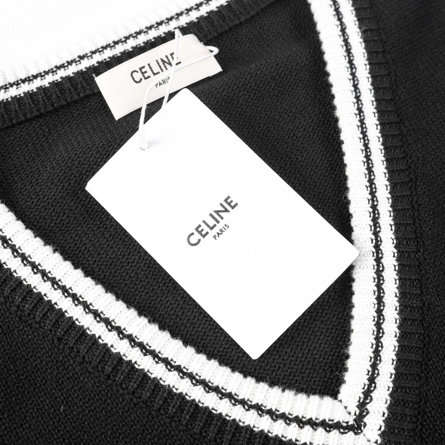Celine Triomphe V-Neck Sweater 'Black' - PerfectKickZ