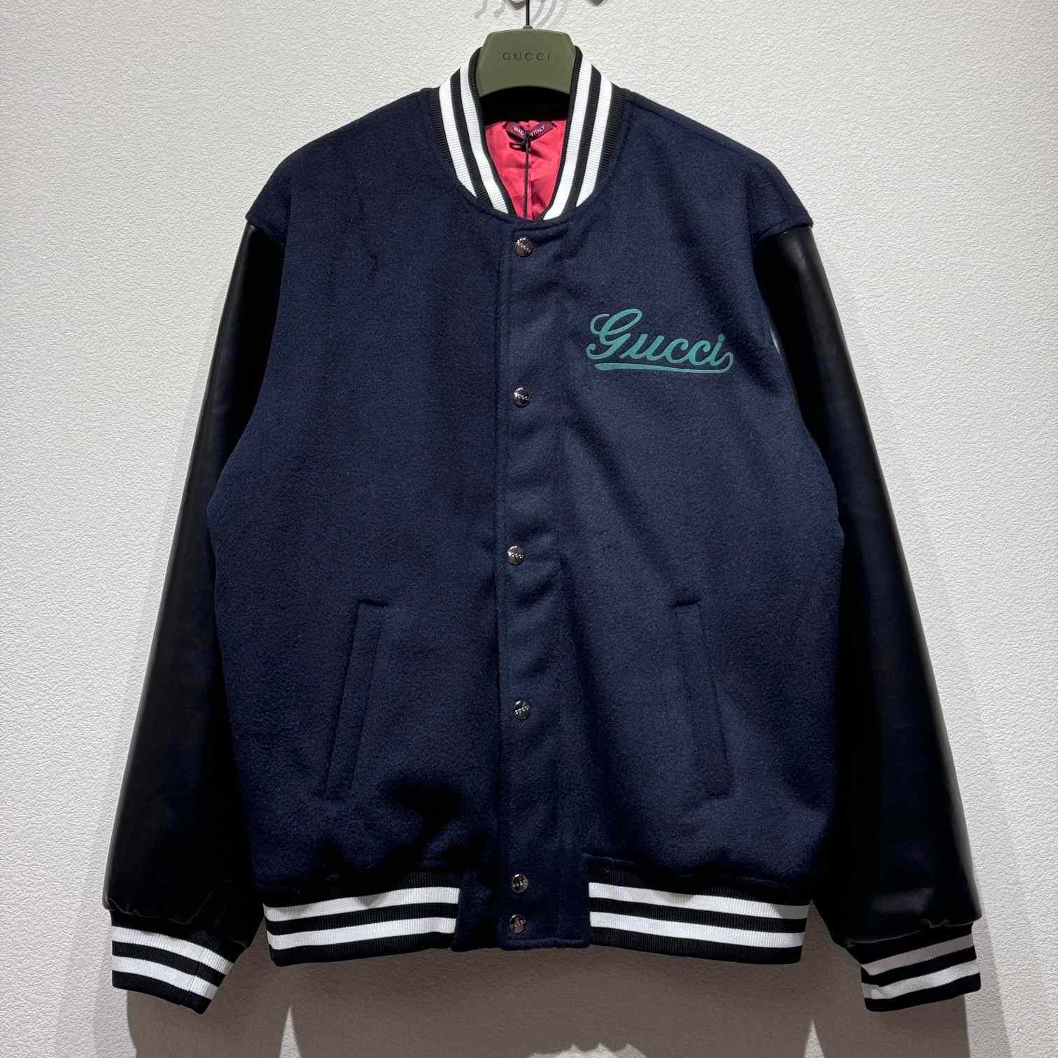 Gucci Wool And Leather Varsity Jacket - PerfectKickZ