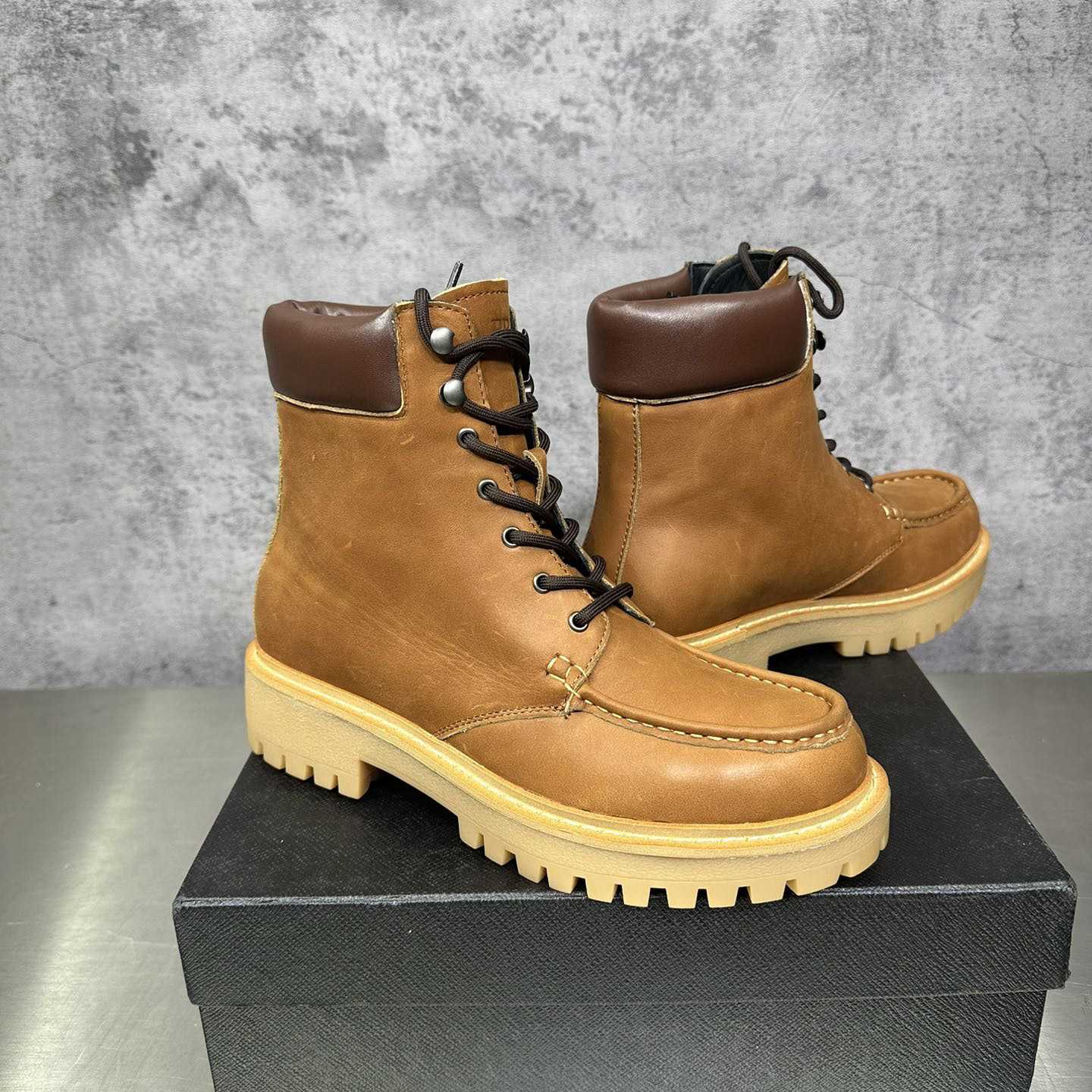 Prada Lug-sole Leather Boots - PerfectKickZ