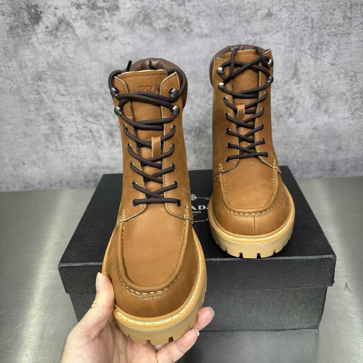 Prada Lug-sole Leather Boots - PerfectKickZ