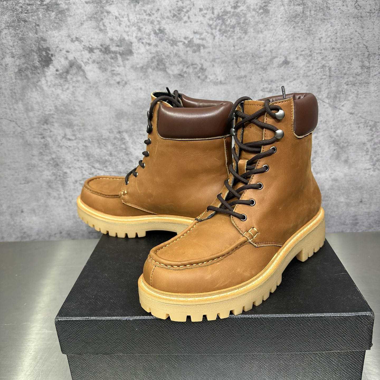 Prada Lug-sole Leather Boots - PerfectKickZ