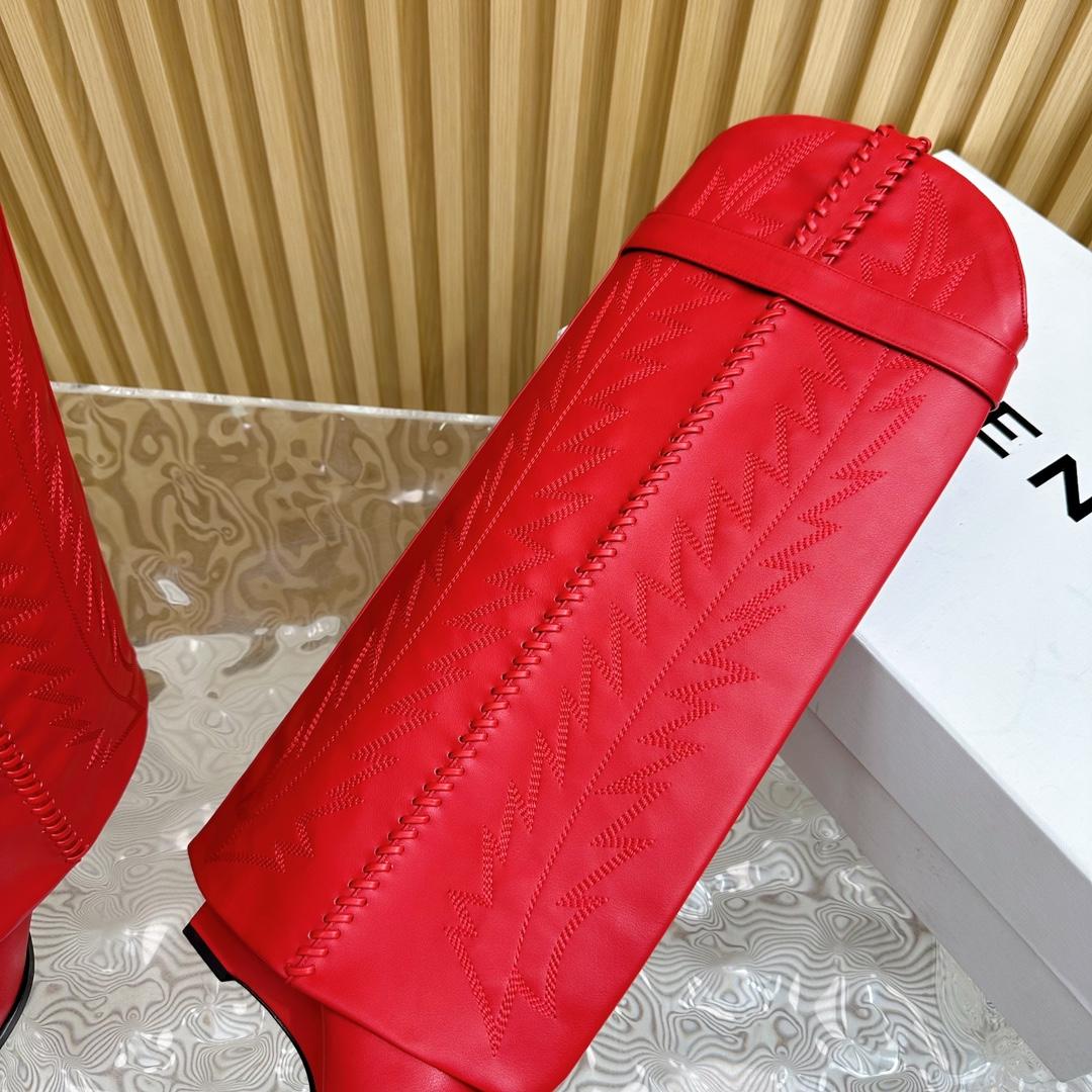 Givenchy Shark Lock Cowboy Boots In Leather With Western Pattern - PerfectKickZ