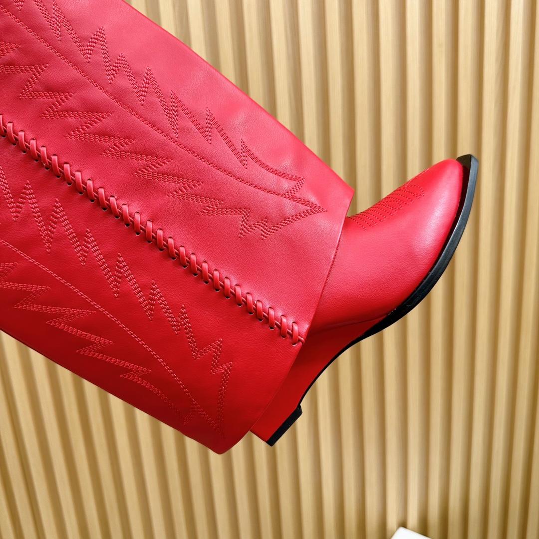 Givenchy Shark Lock Cowboy Boots In Leather With Western Pattern - PerfectKickZ
