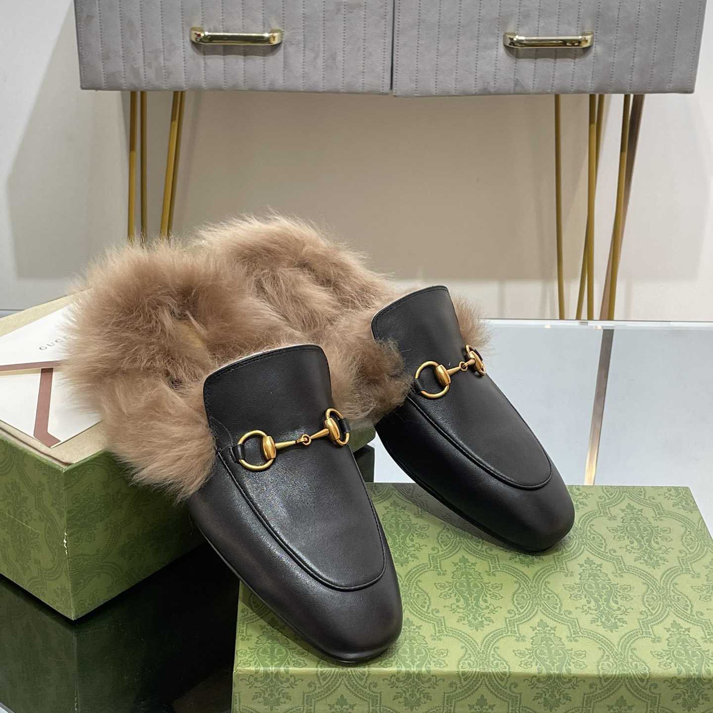 Gucci Fur Horsebit Mules - PerfectKickZ