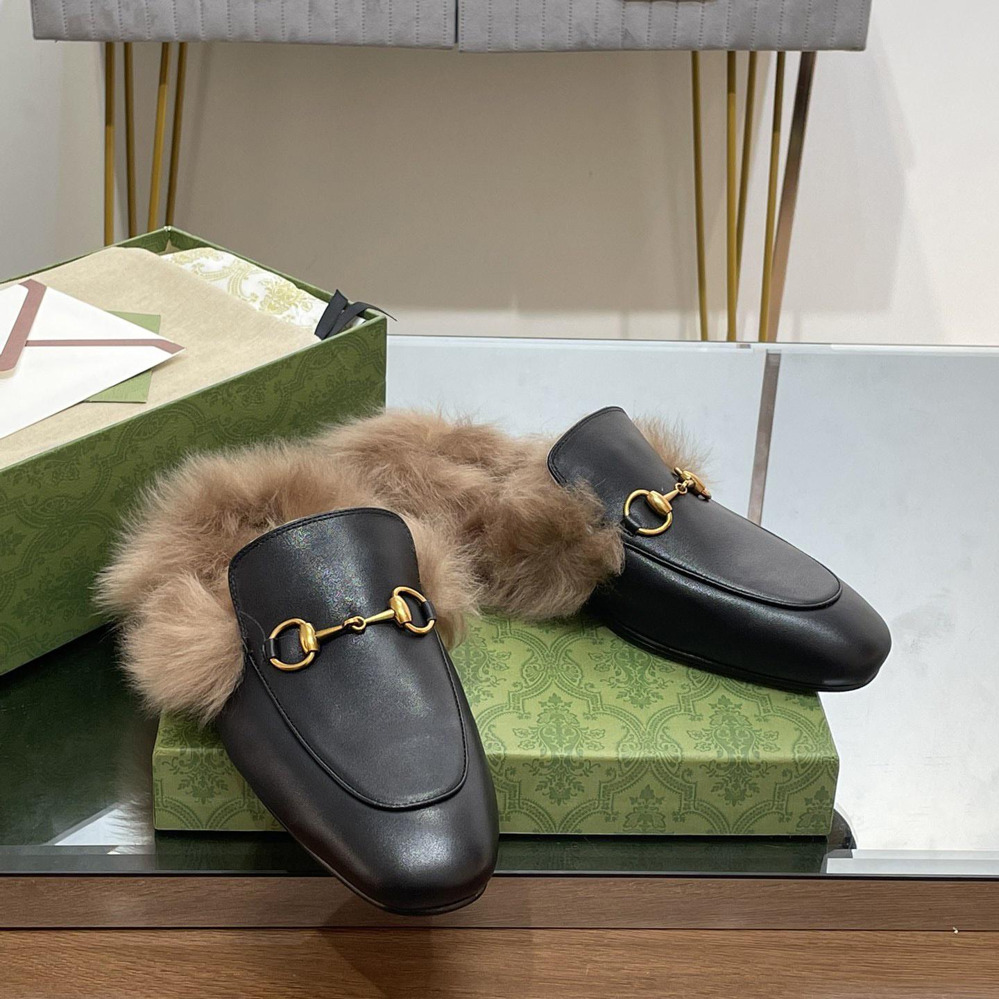 Gucci Fur Horsebit Mules - PerfectKickZ