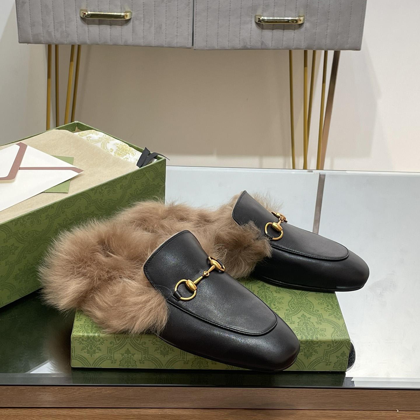 Gucci Fur Horsebit Mules - PerfectKickZ