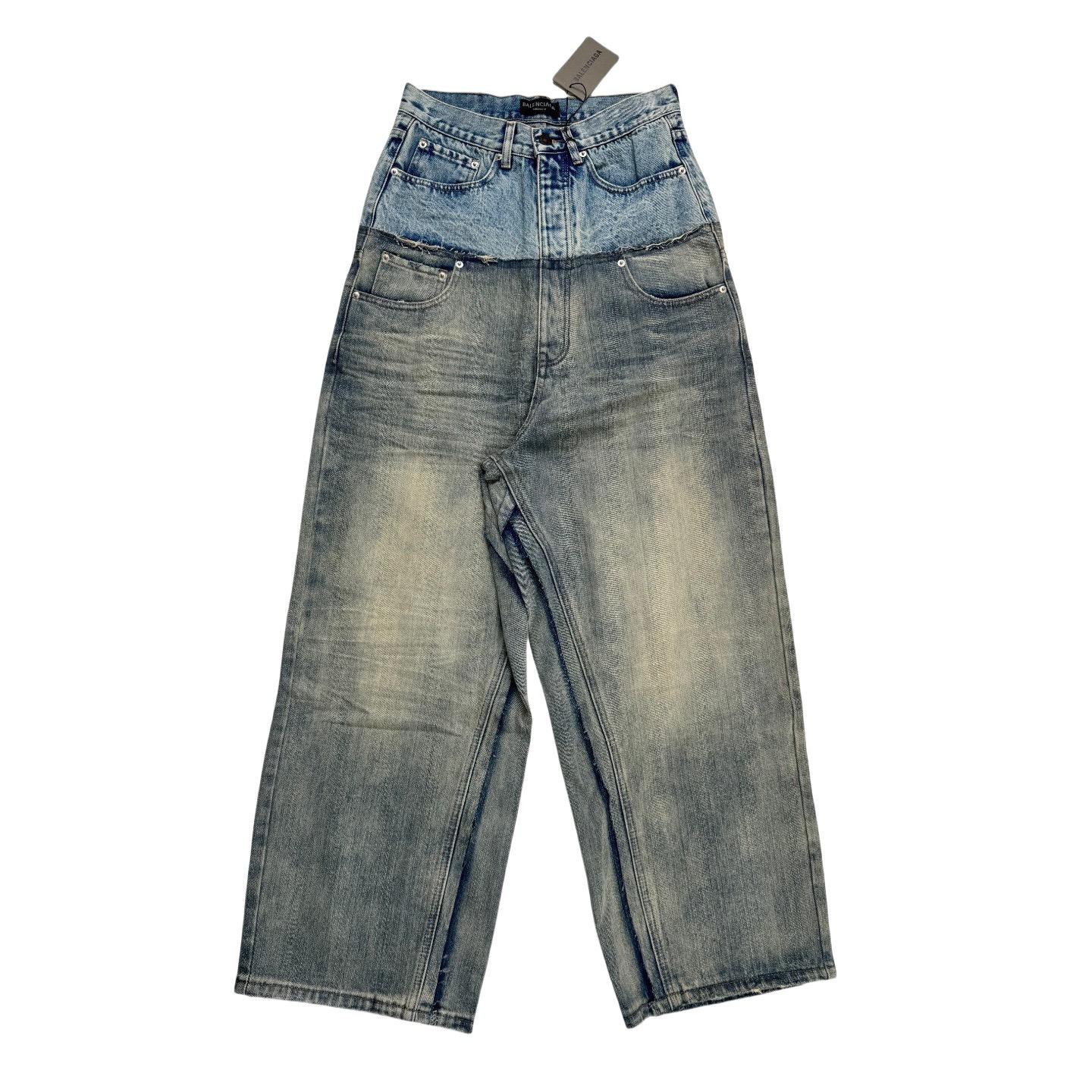 Balenciaga Cut-Up Baggy Pants In Blue  - PerfectKickZ