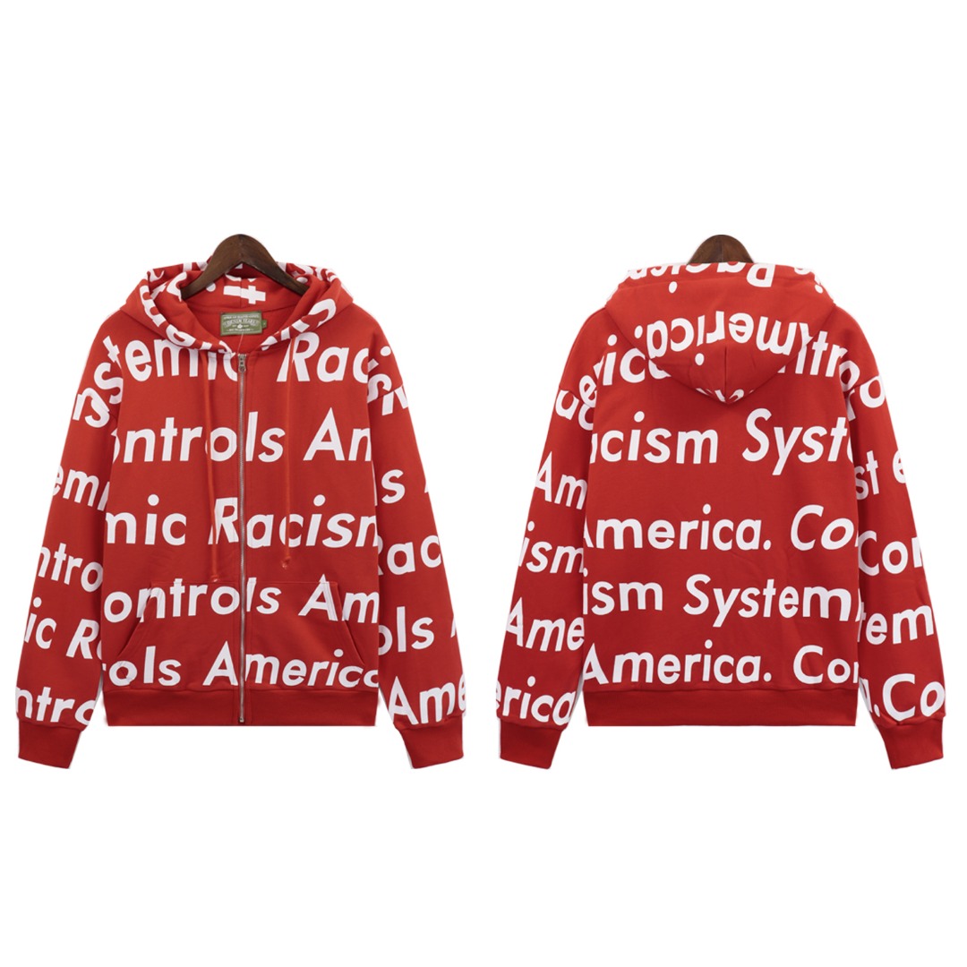 Denim Tears x Arthur Jafa Systemic Racism Controls America Zip Up Hoodie - PerfectKickZ