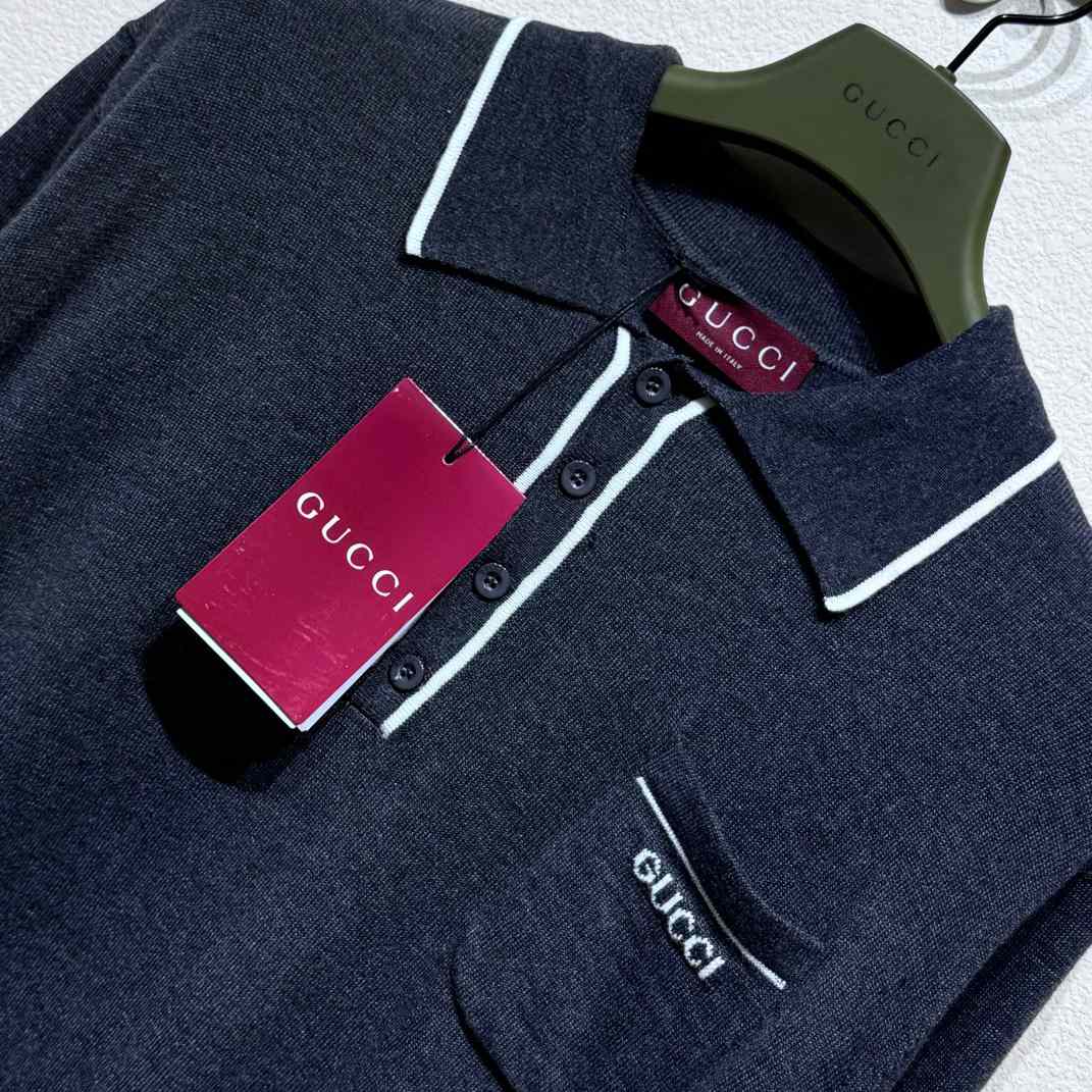Gucci Knit Wool Long Sleeve Polo Top - PerfectKickZ