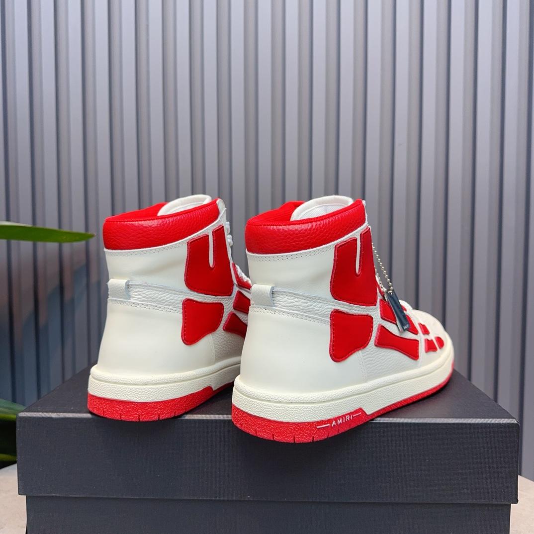 Amiri Leather-Textile High-Top Sneakers - PerfectKickZ