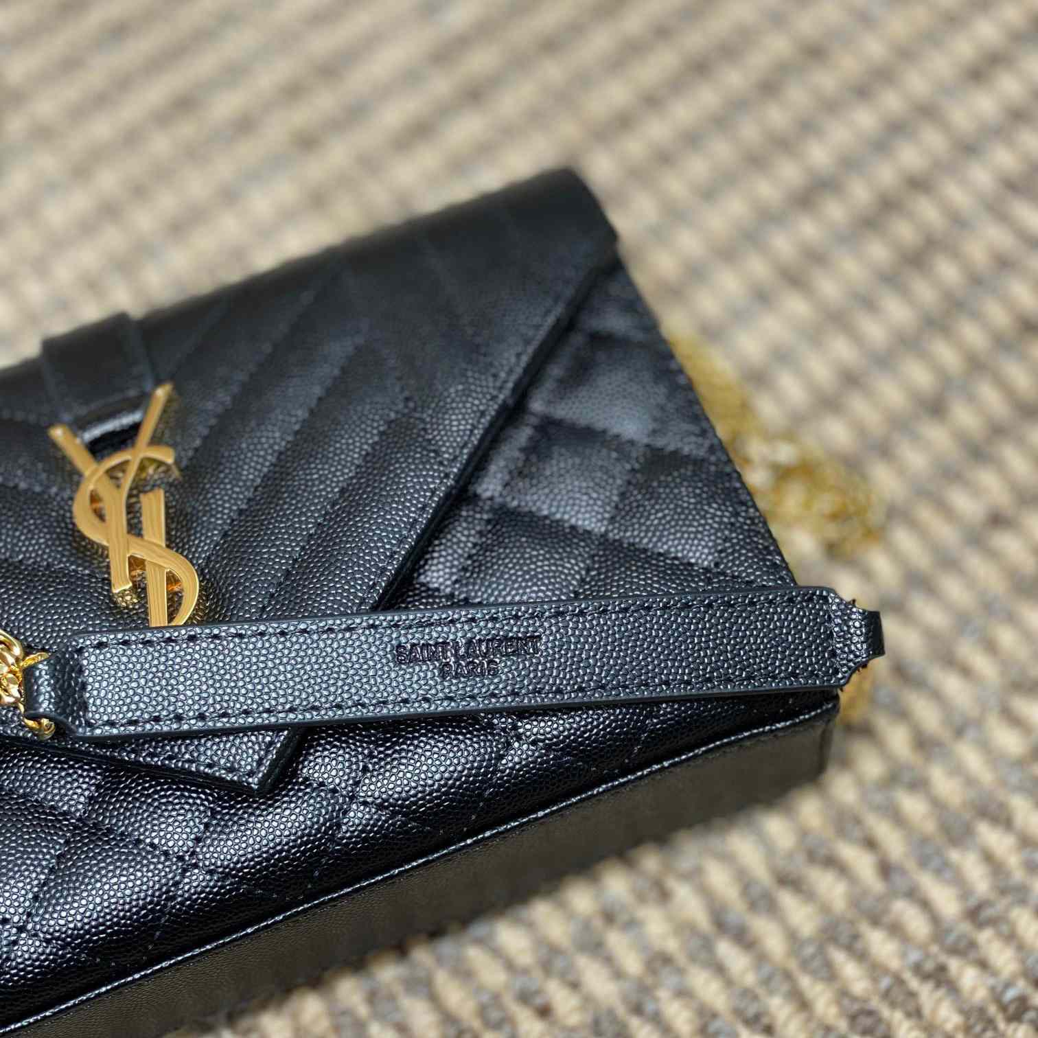 Saint Laurent Envelope Small In Quilted Grain De Poudre Embossed Leather - PerfectKickZ