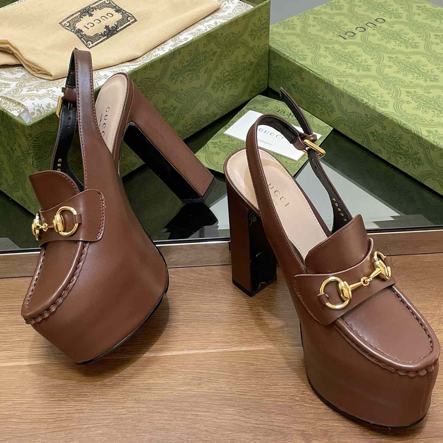 Gucci Women's Horsebit Platform Loafer Slingback - 