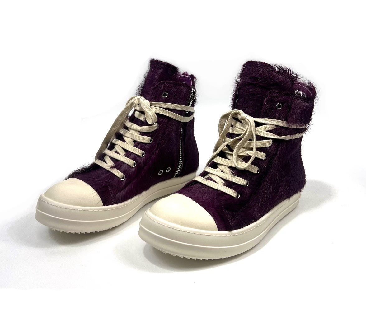Rick Owens Purple Fur Sneakers - PerfectKickZ