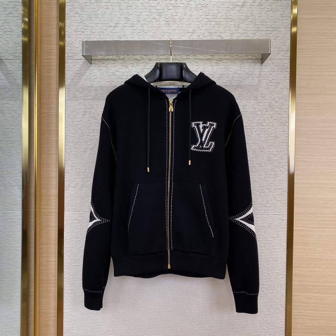 Louis Vuitton Graphic Intarsia Zipped Cotton Hoodie   1AFXKW - PerfectKickZ