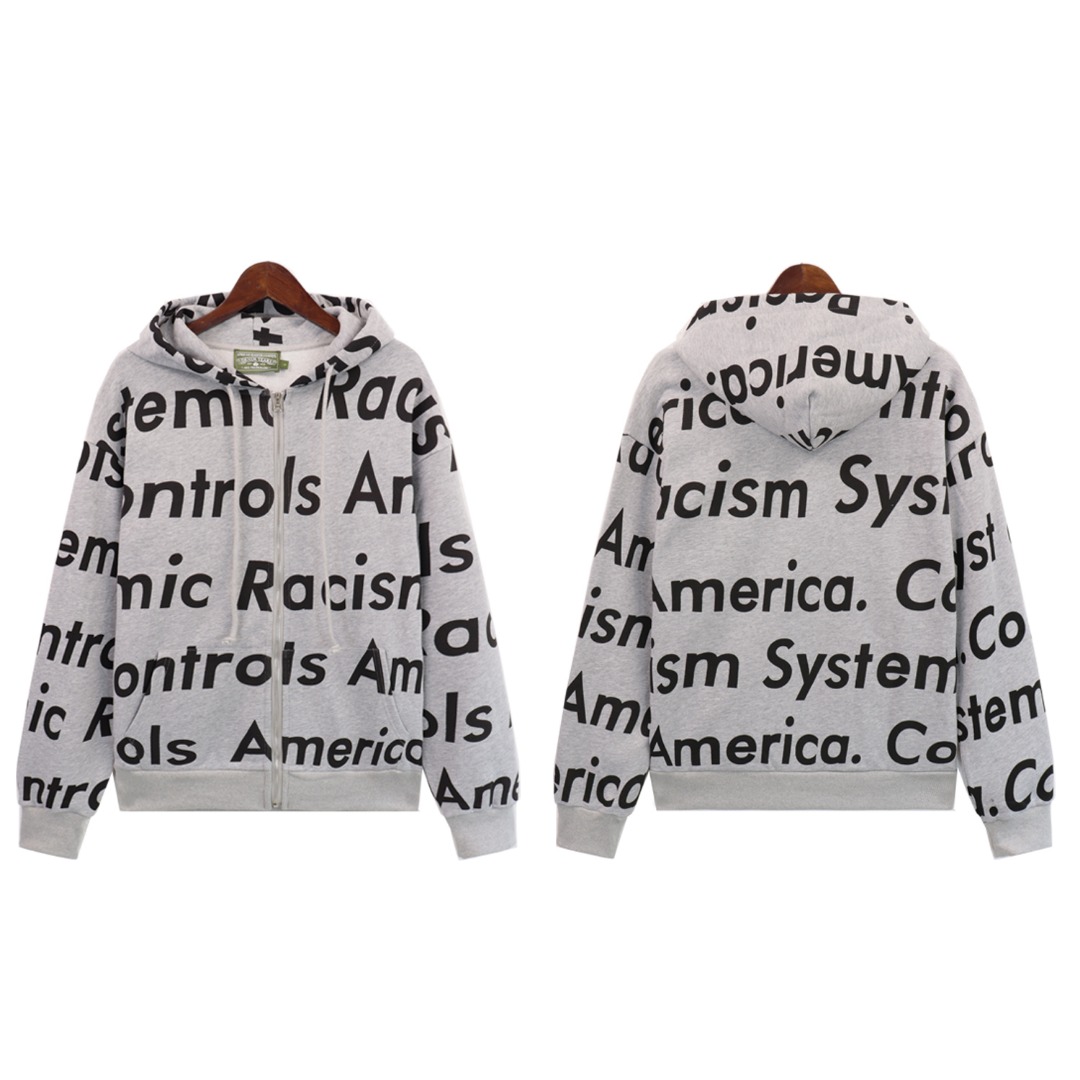 Denim Tears x Arthur Jafa Systemic Racism Controls America Zip Up Hoodie - PerfectKickZ