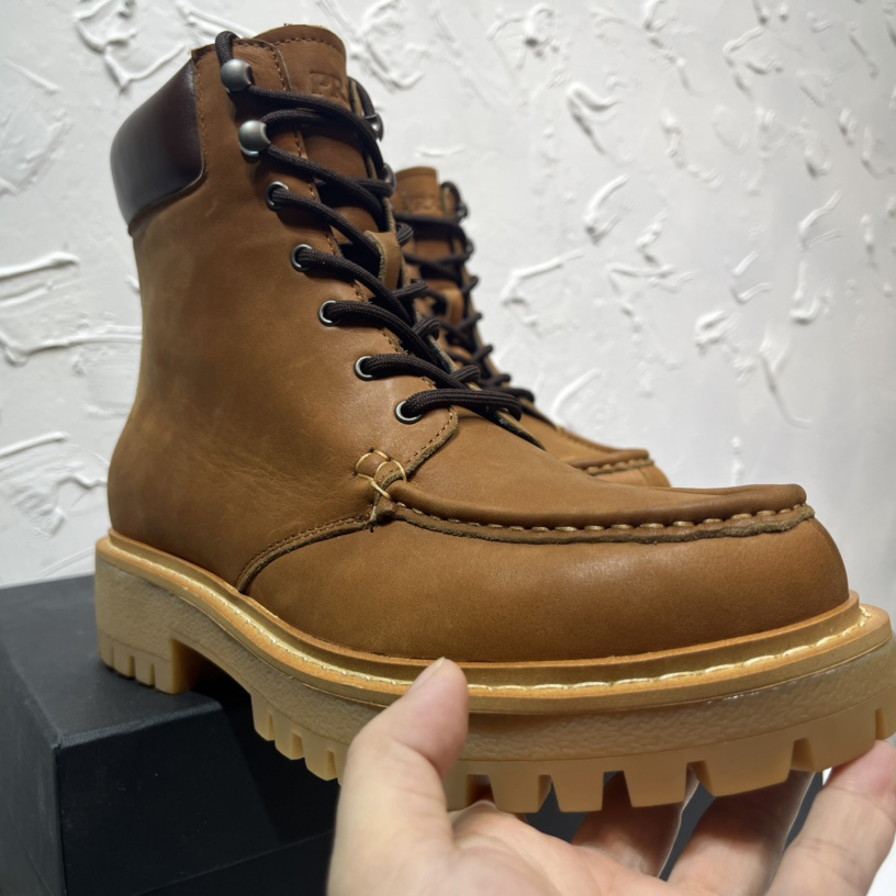 Prada Lug-sole Leather Boots - PerfectKickZ