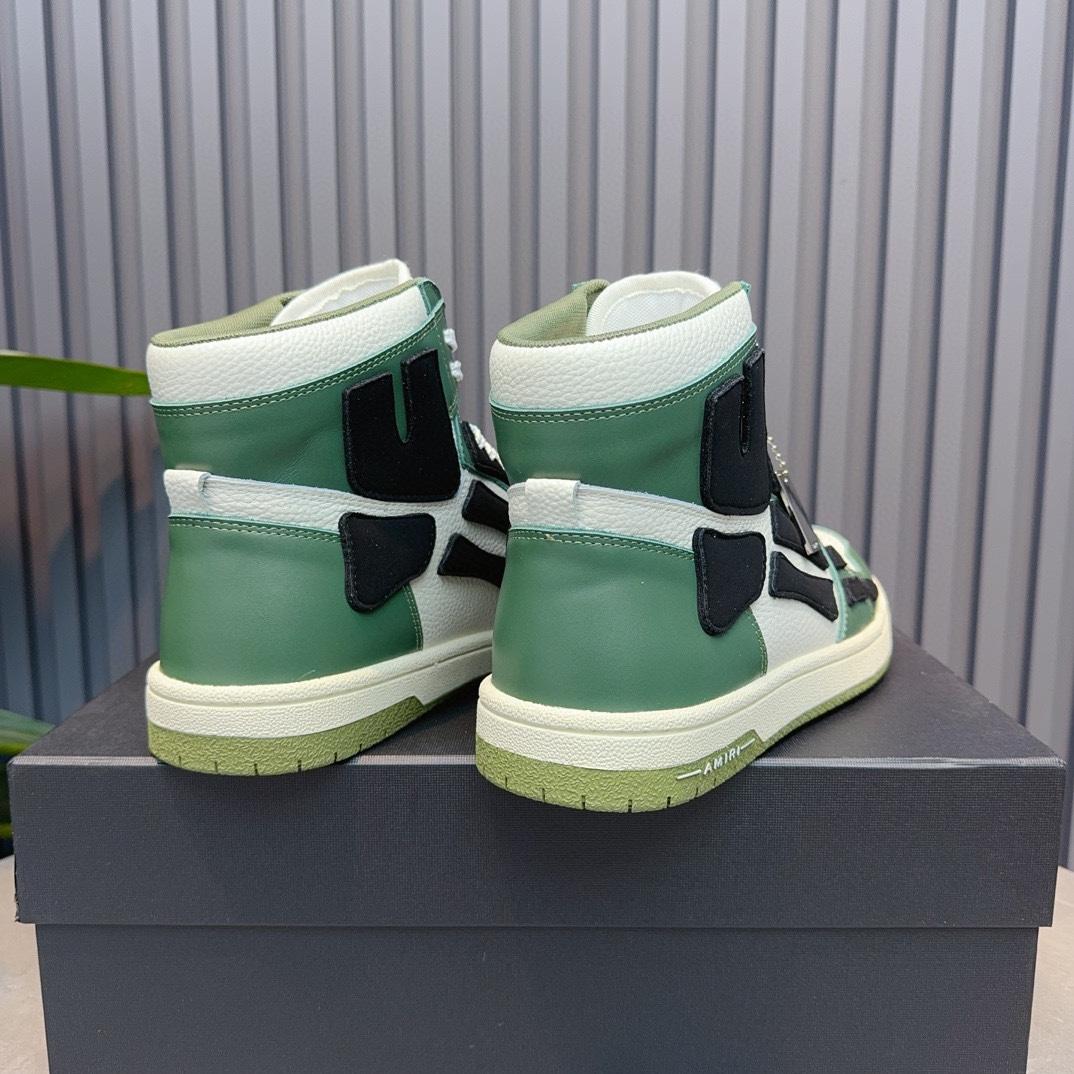 Amiri Leather-Textile High-Top Sneakers - PerfectKickZ