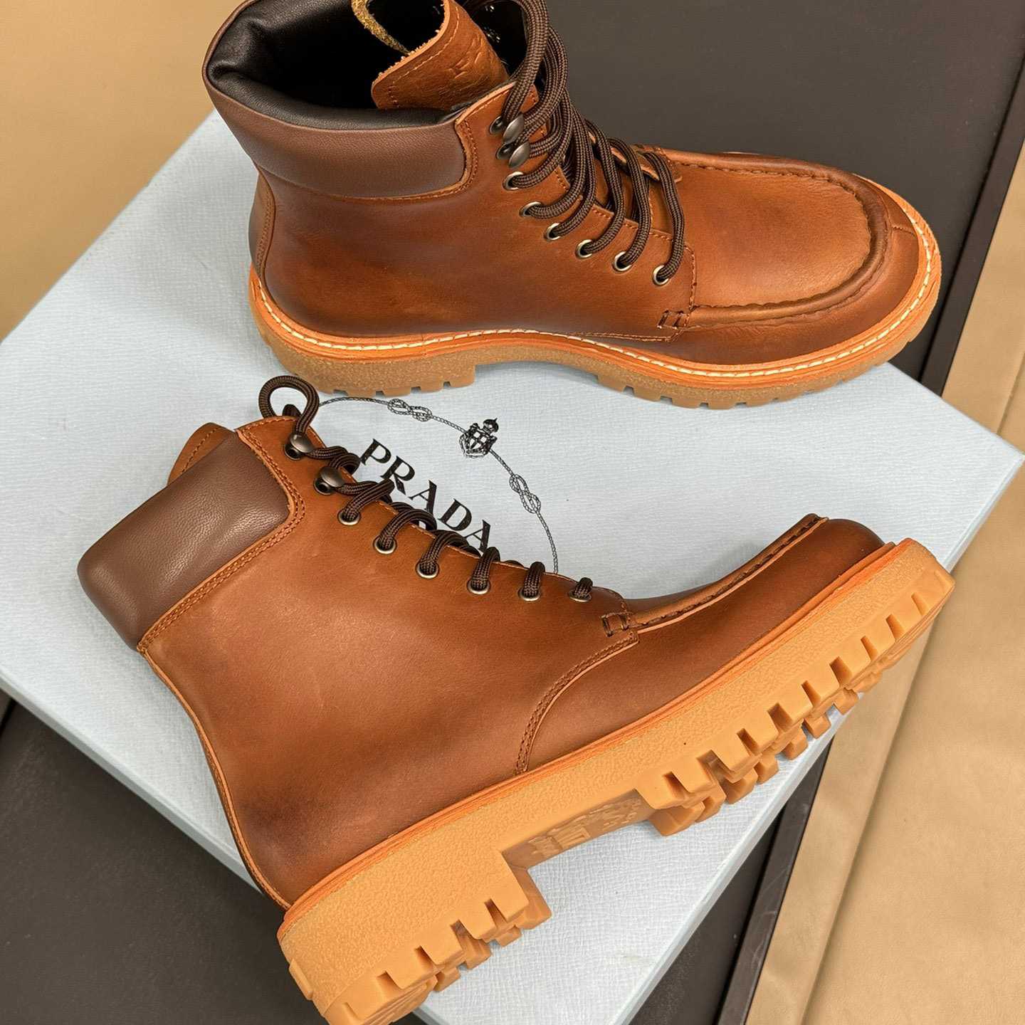 Prada Lug-sole Leather Boots - PerfectKickZ