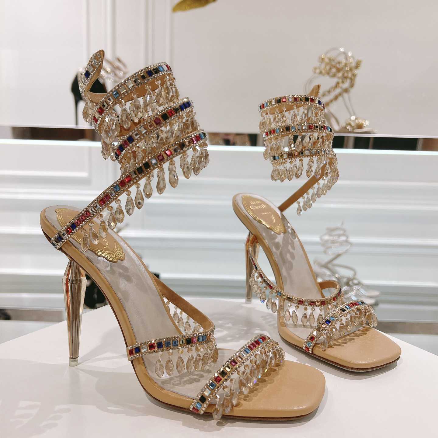 Rene Caovilla Natural Chandelier Sandals - PerfectKickZ
