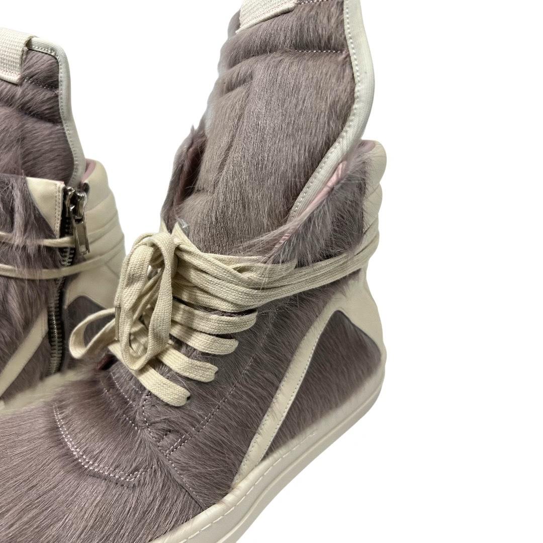 Rick Owens Geobasket Cow Fur Pale Pink Boots - PerfectKickZ