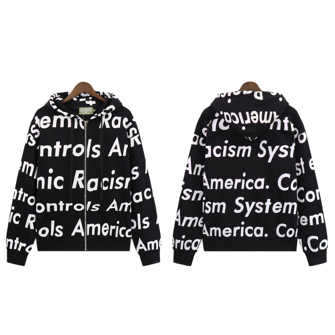 Denim Tears x Arthur Jafa Systemic Racism Controls America Zip Up Hoodie - PerfectKickZ