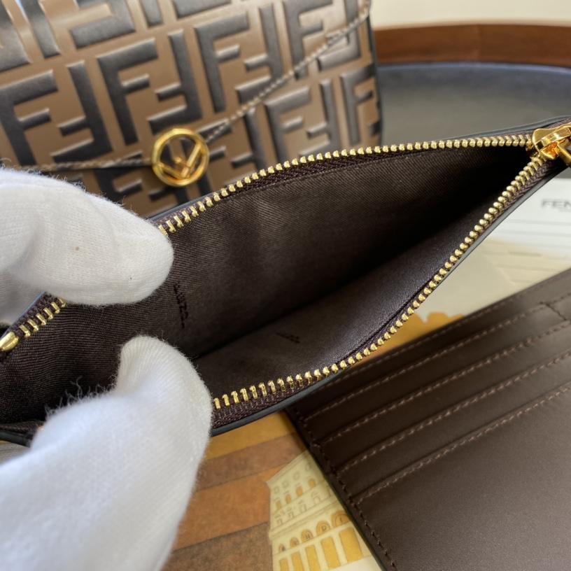 Fendi Envelope Clutch on Chain Zucca Embossed Leather （ 21-12-3.5cm ） - PerfectKickZ