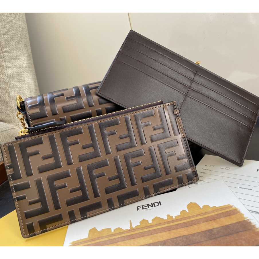 Fendi Envelope Clutch on Chain Zucca Embossed Leather （ 21-12-3.5cm ） - PerfectKickZ