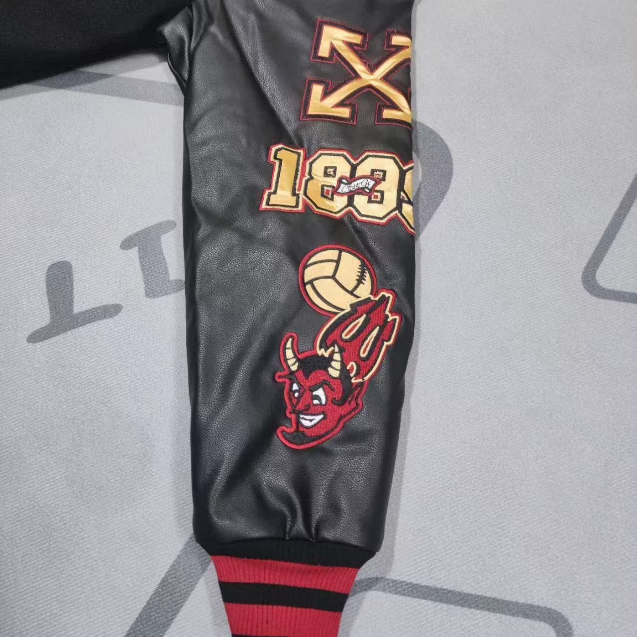 Off-White x Ac Milan 125th Anniversary Embroidered Varsity Jacket - PerfectKickZ