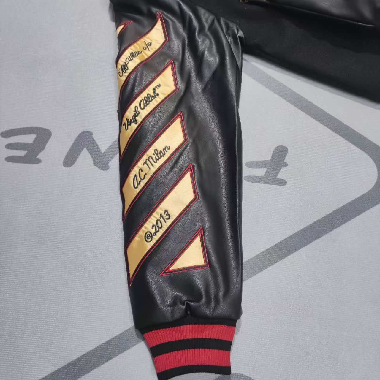Off-White x Ac Milan 125th Anniversary Embroidered Varsity Jacket - PerfectKickZ